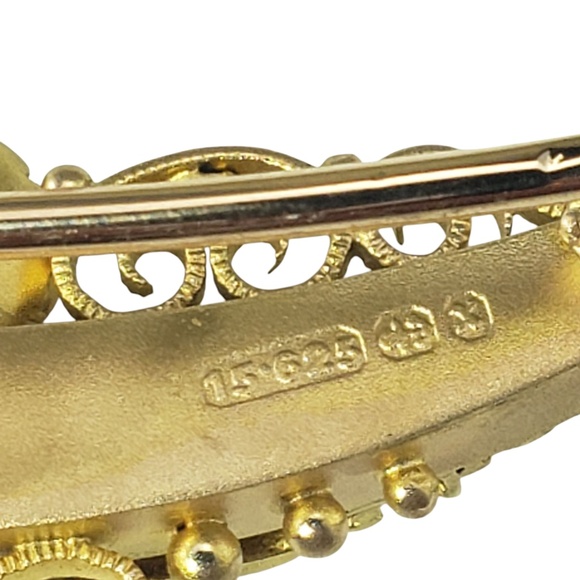 Antique 15 Karat Yellow Gold Diamond Brooch/Pin #21405 - Picture 5 of 6